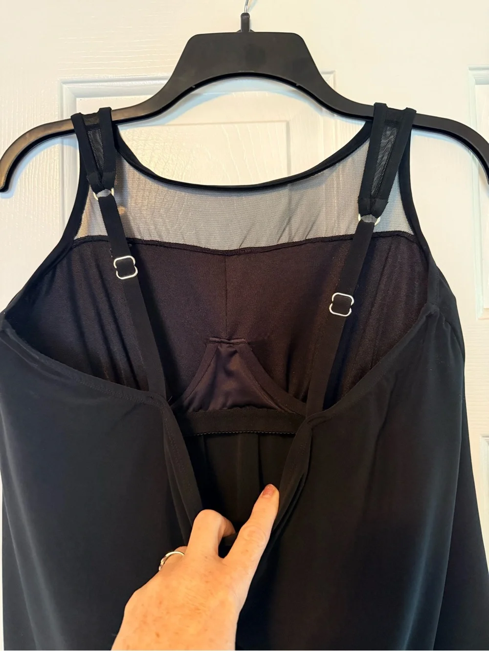 Miraclesuit Black Layered Mesh Yoke tankini swim Top